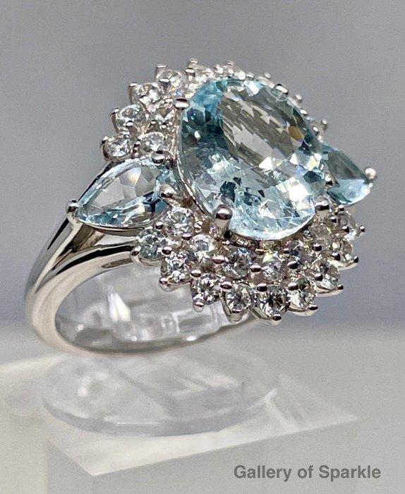 Zonder Minimumprijs - Ring Zilver - 4.00ct. tw. Aquamarijn -, Sieraden, Tassen en Uiterlijk, Ringen