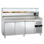 GGM Gastro | Pizza koelwerkbank ECO - 2000x800mm - 3 deuren, Verzenden, Nieuw in verpakking, RVS Meubilair