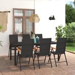 vidaXL 7-delige Tuinset zwart en bruin, Nieuw, Tuinset, 7 zitplaatsen, Verzenden