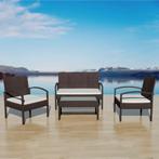 vidaXL 4-delige Loungeset met kussens poly rattan bruin, Tuin en Terras, Tuinsets en Loungesets, 4 zitplaatsen, Nieuw, Loungeset