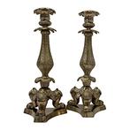 Kaarsenhouder (2) - Verguld brons - Set van twee kerkelijke, Antiek en Kunst