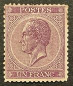 België 1865 - Leopold I in links profiel : 1F Donkerviolet, Postzegels en Munten, Postzegels | Europa | België, Gestempeld