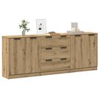 vidaXL Dressoirs 3 st 60x30x70 cm bewerkt hout artisanaal, Verzenden, Nieuw, Overige houtsoorten