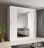 Kledingkast marmer wit 180x62x200 schuifdeuren met spiegel, Huis en Inrichting, Kasten | Vitrinekasten, 150 tot 200 cm, Nieuw