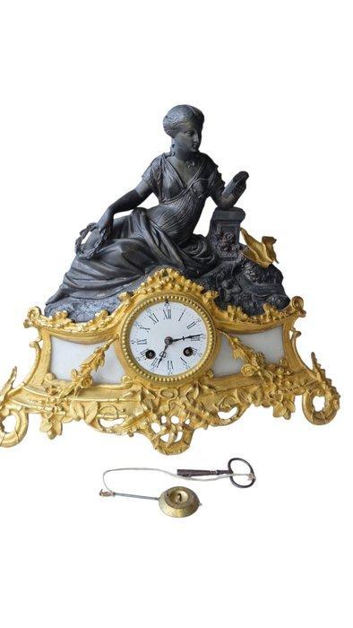 Klok - Metaal, Brons, Albast - 1850-1900 - Parijse Dames, Antiek en Kunst, Antiek | Klokken
