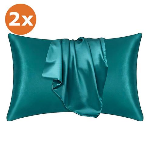 2 STUKS - Satijnen kussensloop Teal 60 x 70 cm hoofdkussen f, Sieraden, Tassen en Uiterlijk, Uiterlijk | Haarverzorging, Nieuw