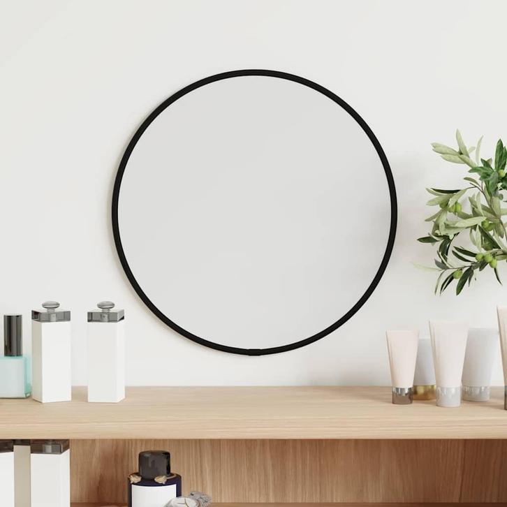 vidaXL Wandspiegel rond Ø30 cm zwart, Huis en Inrichting, Woonaccessoires | Spiegels, Nieuw, Verzenden