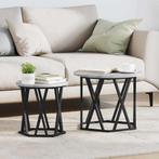 vidaXL Bijzettafel 2 pcs Grijs sonoma 50 x 50 x 40 cm, Verzenden, Rond, Nieuw, 50 tot 100 cm