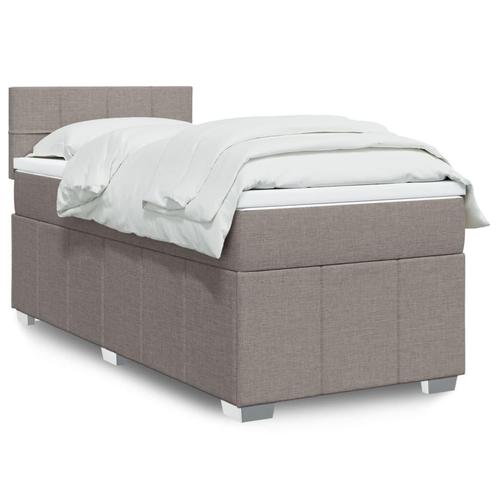 vidaXL Boxspring met matras stof taupe 90x190 cm, Huis en Inrichting, Slaapkamer | Bedden, 90 cm, 190 cm of minder, Eenpersoons