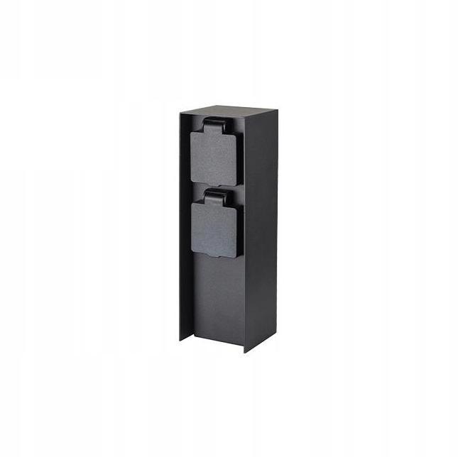 Tuinpaal contactdoos tweevoudig - 23cm - RVS - Zwart, Tuin en Terras, Buitenverlichting, Nieuw, Ophalen of Verzenden