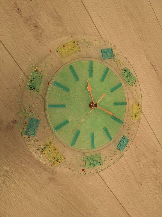 Klok en garnituur set - Glas - 1980-1990, Antiek en Kunst, Curiosa en Brocante