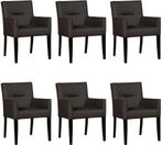 Set van 6 Donkerbruine leren landelijke eetkamerstoelen - To, Huis en Inrichting, Stoelen, Overige kleuren, Nieuw, Leer, Ophalen of Verzenden