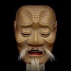 Signed Japan Wooden Noh Mask of KAGEKIYO    - sculptuur