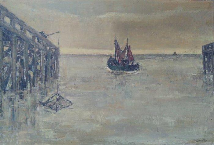 Paul Vermeire (1928-1974) - Haven van Oostende, Antiek en Kunst, Kunst | Schilderijen | Klassiek