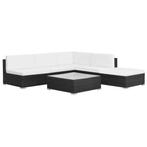 vidaXL 6-delige Loungeset met kussens poly rattan zwart, 6 zitplaatsen, Nieuw, Loungeset, Verzenden