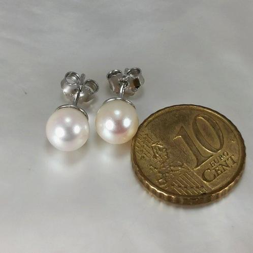 Zonder Minimumprijs - Oorbellen Zilver Parel - Akoya RD Ø, Sieraden, Tassen en Uiterlijk, Oorbellen