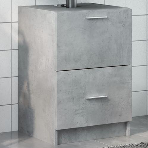 vidaXL Wastafelkast 40x37x59 cm bewerkt hout betongrijs, Huis en Inrichting, Badkamer | Badkamermeubels, Nieuw, Minder dan 100 cm