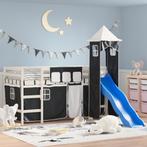 vidaXL Kinderhoogslaper met toren 90x200 cm grenenhout wit, 90 cm, Eenpersoons, Verzenden, Zwart