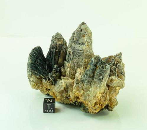 Cluster van Rookkwarts met zwarte rutielinsluitsels, Verzamelen, Mineralen en Fossielen