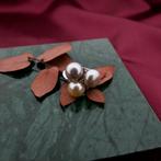 Witgouden ring met parel en diamant | 0,06 ct. (585), Gebruikt, Overige kleuren, Ophalen of Verzenden, Kleiner dan 17