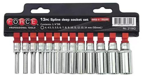 1/4 Doppenset lang Spline 13 delig, Auto diversen, Autogereedschap, Verzenden