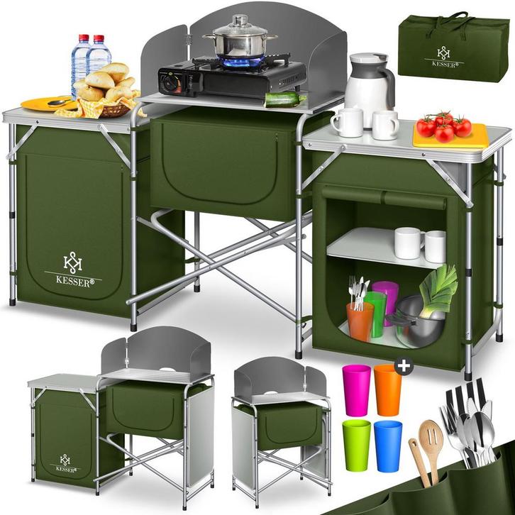 KESSER® Campingkeuken Opvouwbaar - Campingkast inclusief Opb, Huis en Inrichting, Woonaccessoires | Overige, Zo goed als nieuw