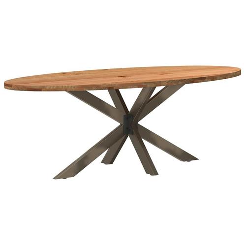 vidaXL Eettafel 220x100x74 cm ovaal massief eikenhout, Huis en Inrichting, Tafels | Eettafels, Nieuw, Verzenden