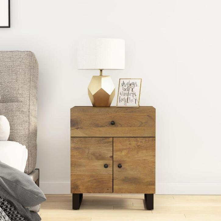 vidaXL Nachtkastjes 50x33x60 cm massief mangohout en bewerkt, Huis en Inrichting, Slaapkamer | Nachtkastjes, Nieuw, Minder dan 45 cm
