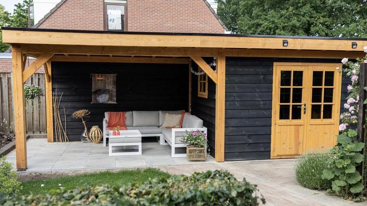 Plat dak met schuur 800x400cm type Maurits, Tuin en Terras, Overkappingen, Ophalen of Verzenden