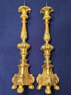 Kaarsenhouder (2) - Hout, Gilt - Set van twee grote