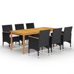 vidaXL 7-delige Tuinset zwart, 6 zitplaatsen, Nieuw, Tuinset, Verzenden