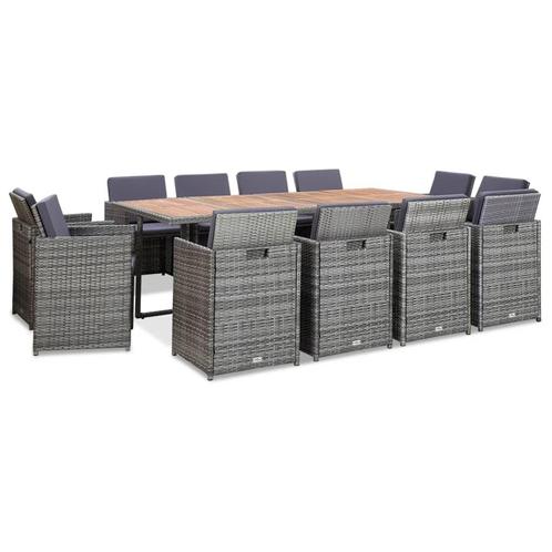 vidaXL 13-delige Tuinset met kussens poly rattan, Tuin en Terras, Tuinsets en Loungesets, Tuinset, Nieuw, Rotan, Verzenden