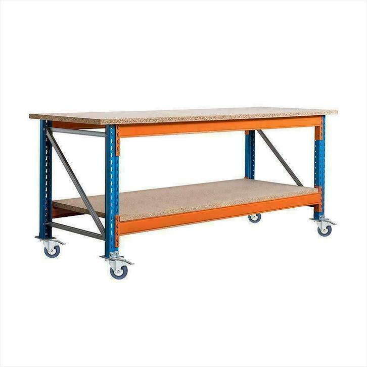 Krachtige mobiele werkbank  werktafel  inpaktafel op wielen, Doe-het-zelf en Verbouw, Werkbanken, Nieuw, 170 cm of meer
