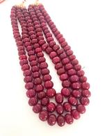 Ca. 144 handgemaakte robijnkwarts kralen uit India- 369 g