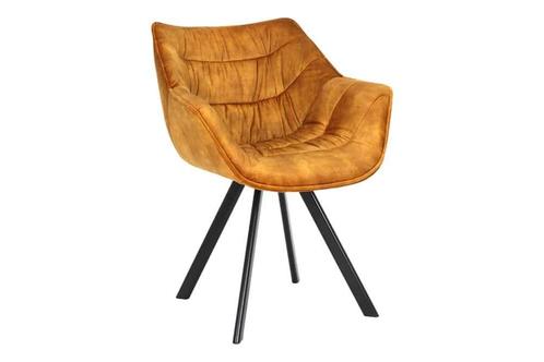 Design stoel THE DUTCH COMFORT mosterdgeel fluweel met, Huis en Inrichting, Stoelen, Ophalen of Verzenden