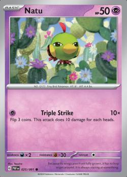Natu 025/091 reverse holo Paldean Fates, Hobby en Vrije tijd, Verzamelkaartspellen | Pokémon, Losse kaart, Nieuw, Foil, Ophalen of Verzenden