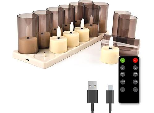 12 FlinQ Oplaadbare Waxinelichtjes - Led Kaarsen met, Huis en Inrichting, Woonaccessoires | Overige, Nieuw, Verzenden