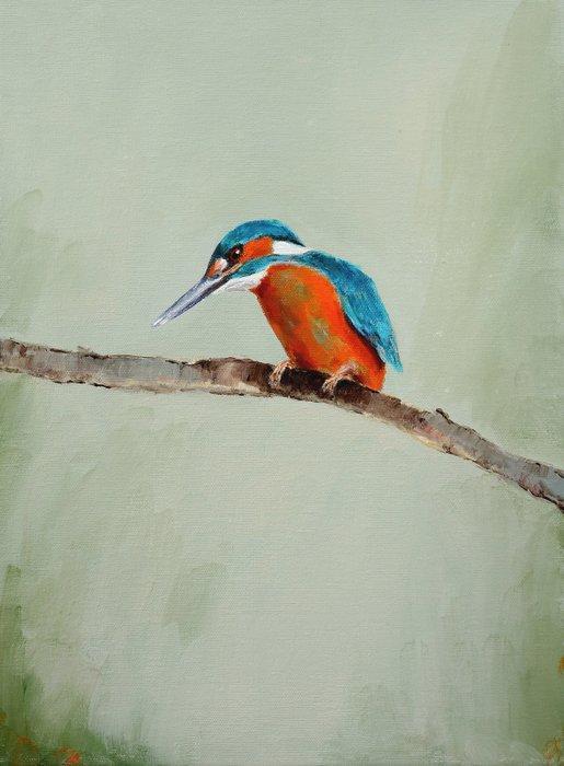 Matthieu van Riel - IJsvogel, Antiek en Kunst, Kunst | Schilderijen | Modern