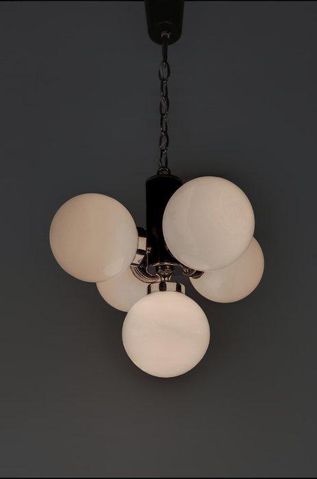Plafondlamp - gelakt metaal, glas, Antiek en Kunst, Antiek | Lampen