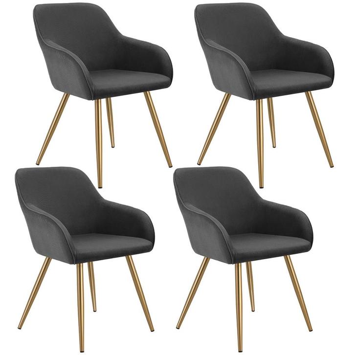Eetkamerstoel Marilyn, koordlook, gestoffeerd - antraciet/go, Huis en Inrichting, Stoelen, Verzenden
