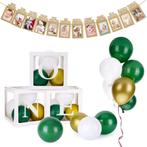 34-delige set One groen wit goud met 3 ballonblokken, Hobby en Vrije tijd, Feestartikelen, Nieuw, Versiering, Verzenden, Verjaardag
