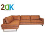 2DK Hoekbank Riverdance links Colorado cognac 03, Ophalen of Verzenden, Nieuw, Rechte bank, Leer