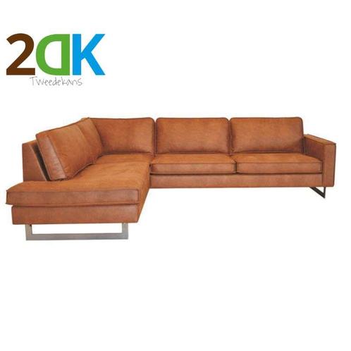 2DK Hoekbank Riverdance links Colorado cognac 03, Huis en Inrichting, Banken | Bankstellen, Nieuw, Leer, Rechte bank, Ophalen of Verzenden