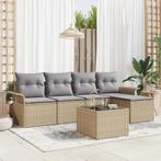 vidaXL 6-delige tuinsofa set met kussens zwart poly rattan, Verzenden, Nieuw, Rotan