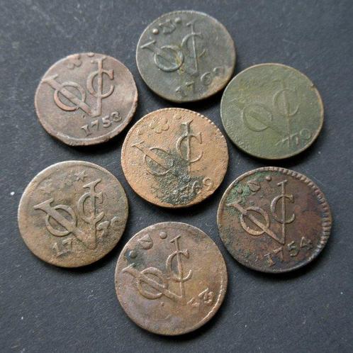 Nederland, Nederlands-Indië. Leuk partijtje halve VOC Duiten, Postzegels en Munten, Munten | Nederland