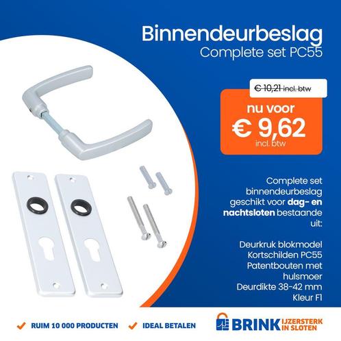 Complete set binnendeurbeslag PC55 DD:38-42 F1, Doe-het-zelf en Verbouw, Hang- en Sluitwerk, Overige typen, Nieuw, Overige materialen