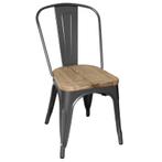 Bolero Bistro stalen stoelen met houten zitting grijs (4, Zakelijke goederen, Horeca | Meubilair en Inrichting, Verzenden, Nieuw in verpakking