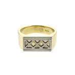 Bicolor gouden heren zegelring, Gebruikt, Overige kleuren, Heer, Ophalen of Verzenden