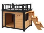 Houten Hondenhuis met Balkon en Trap –Verhoogd Buitenhuis Ho, Dieren en Toebehoren, Hondenhokken, Verzenden, Nieuw