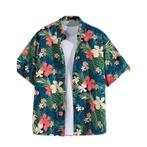 Hawaii Party Blouse – Donkerblauw met Wit/Roze - Maat M, Ophalen of Verzenden, Nieuw, Maat 48/50 (M)